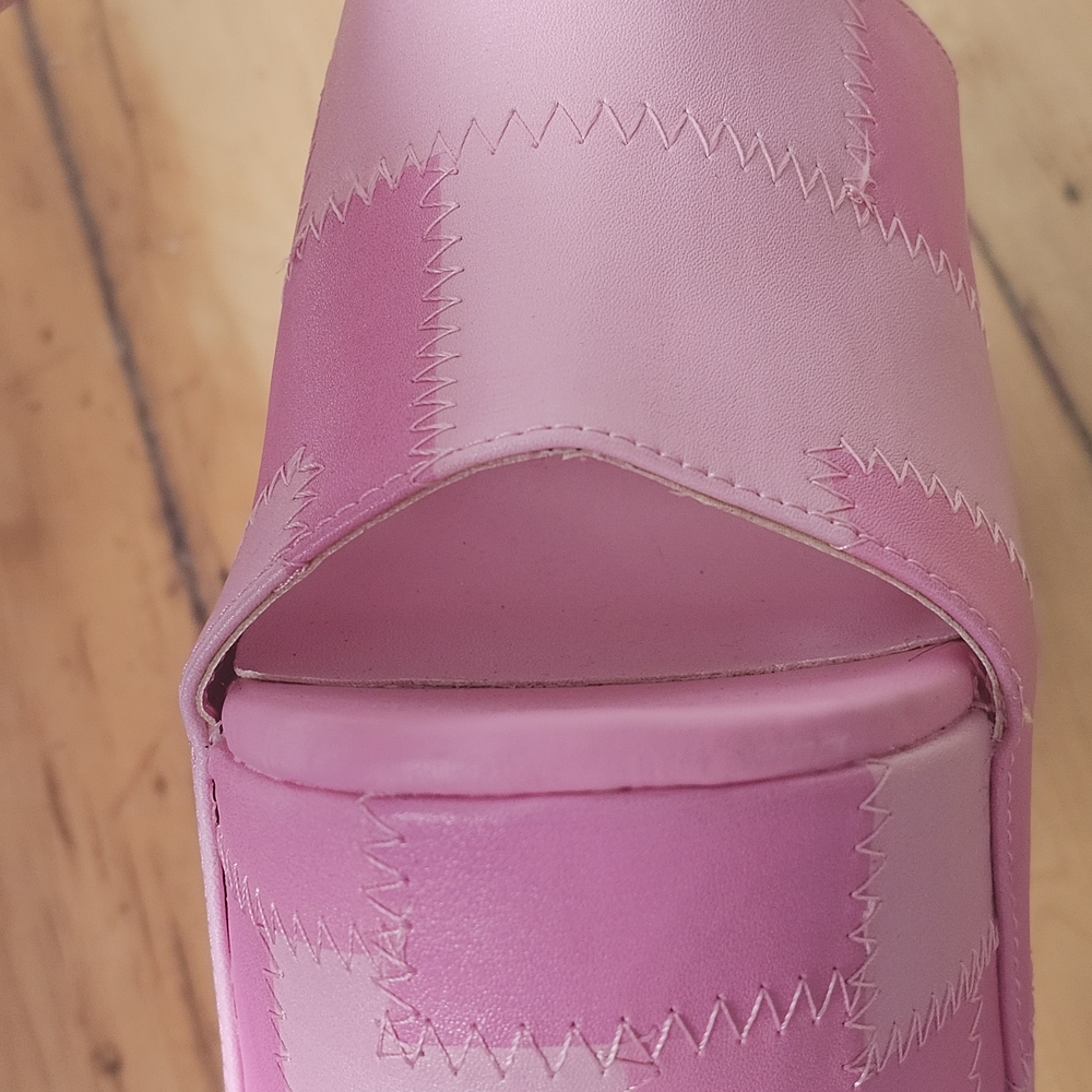Stylish Pink Patchwork Platform Heels - image 7